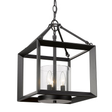 Golden 2073-M3 BLK-CLR - Golden Lighting Smyth 3-light Chandelier in Matte Black